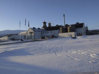 Dalwhinnie Distillery inside Snow