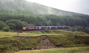 Morning mists: the Scotrail sleeper on western Highland Line.
